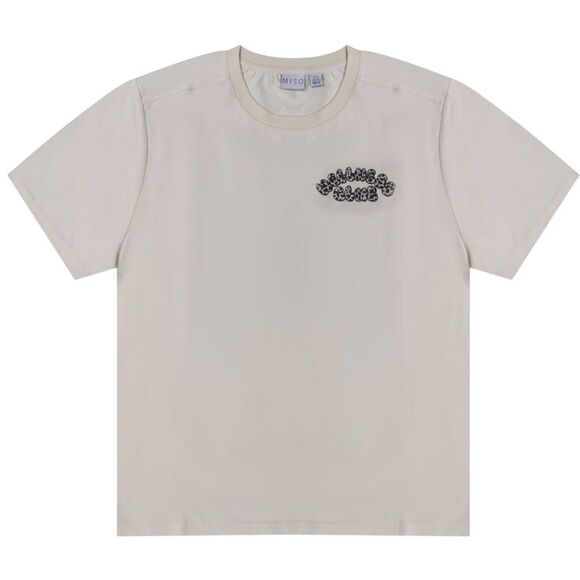Miso Tops - Miso Unisex Adult Bubble Regular T-Shirt / Cream/Leopard
